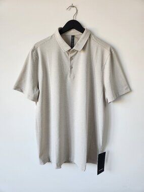 NWT LULULEMON HRWL Grey Beige Evolution Polo Pique Top Shirt Men's XXL